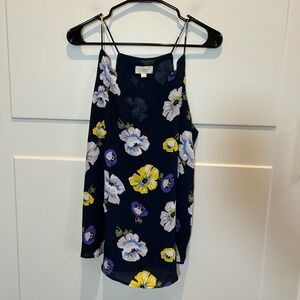 Loft‎ Outlet Navy Floral Print Scalloped Hem Cami Tank Top Women Size L Garden
